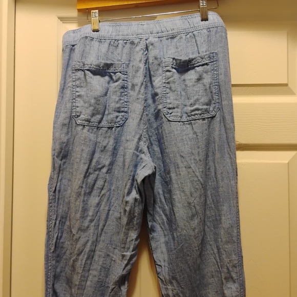 Lilly Pulitzer Light Blue Drawstring Pants 100% Linen Lightweight Stretch Size L - Picture 2 of 8